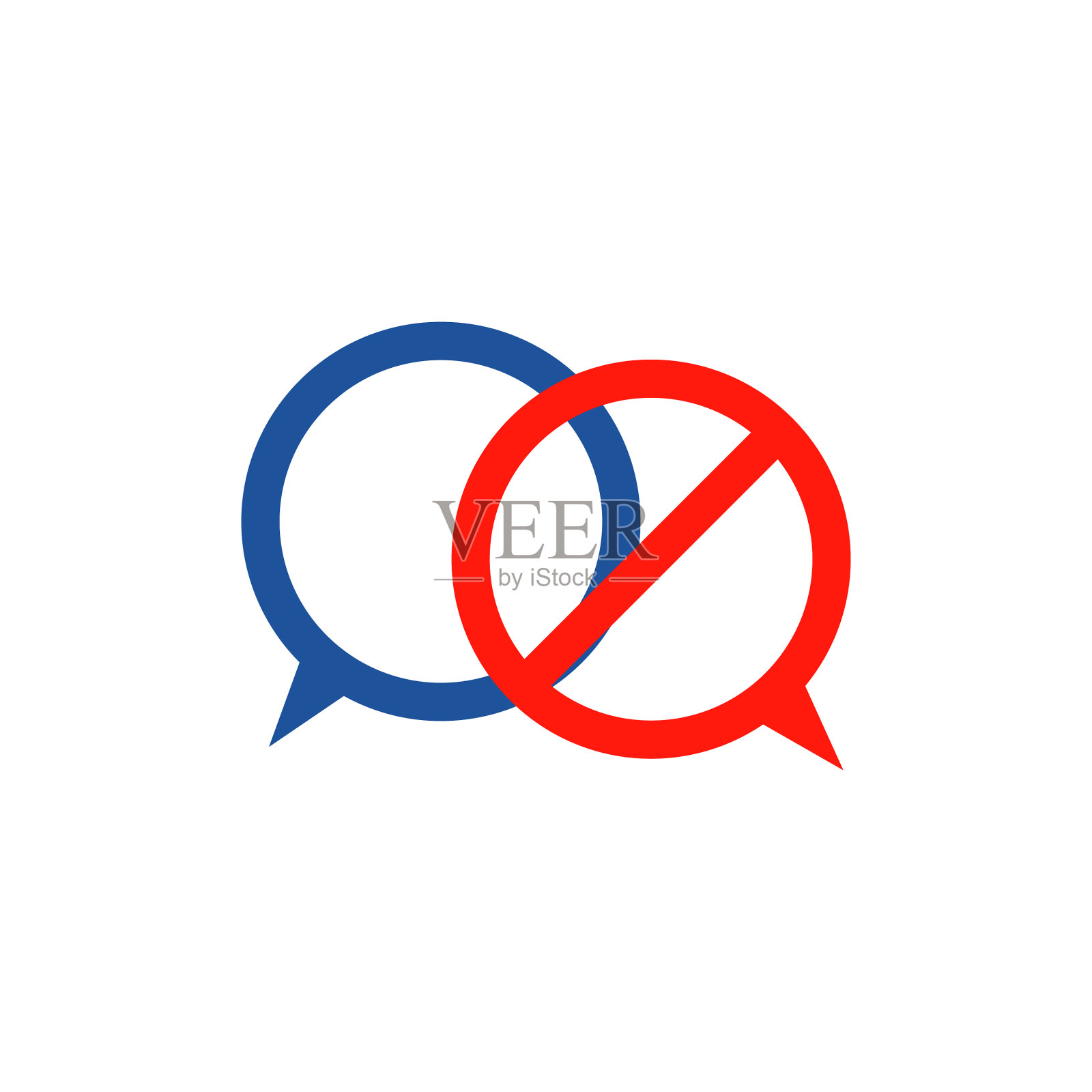 没有或停止聊天图标语音气泡标志设计元素图片