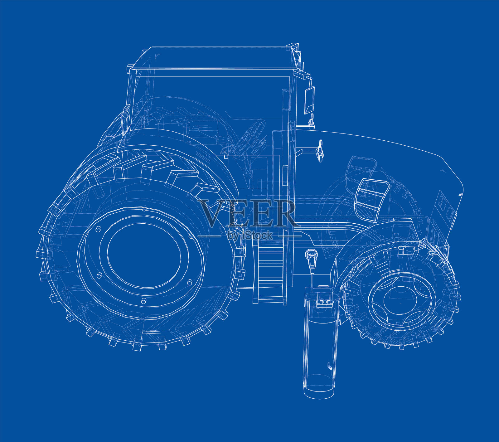 电动农用拖拉机充电站示意图插画图片素材