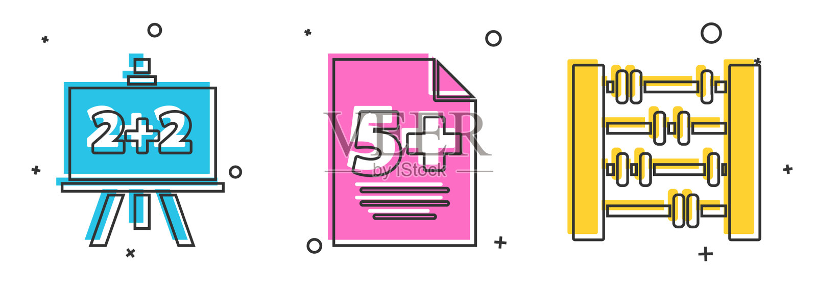 设置黑板测试或考卷和算盘图标图标素材