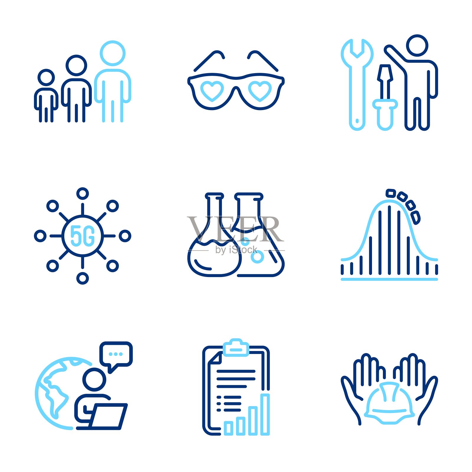 业务图标集。包括图标作为商业层次,修理工,爱眼镜标志。向量图标素材