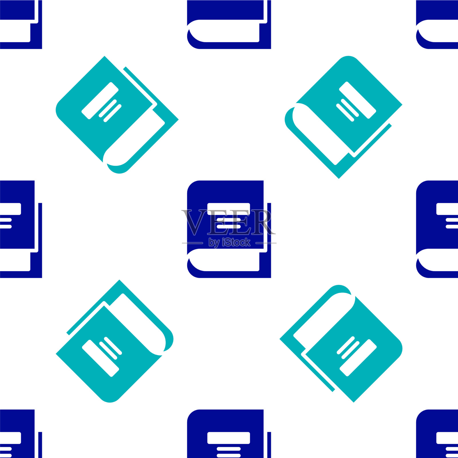 蓝皮书图标隔离无缝模式上的白色插画图片素材