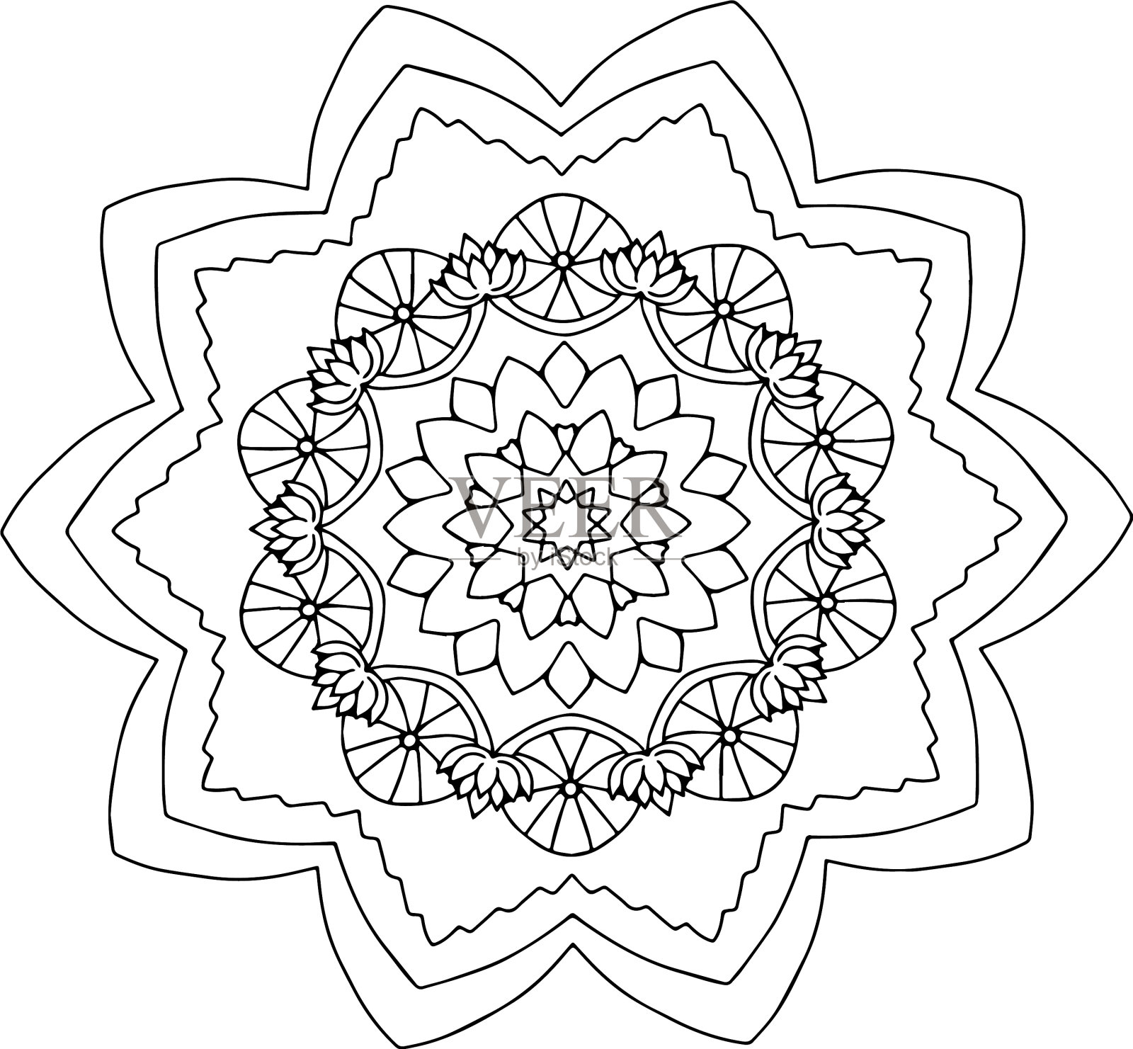 曼荼罗莲花插画图片素材