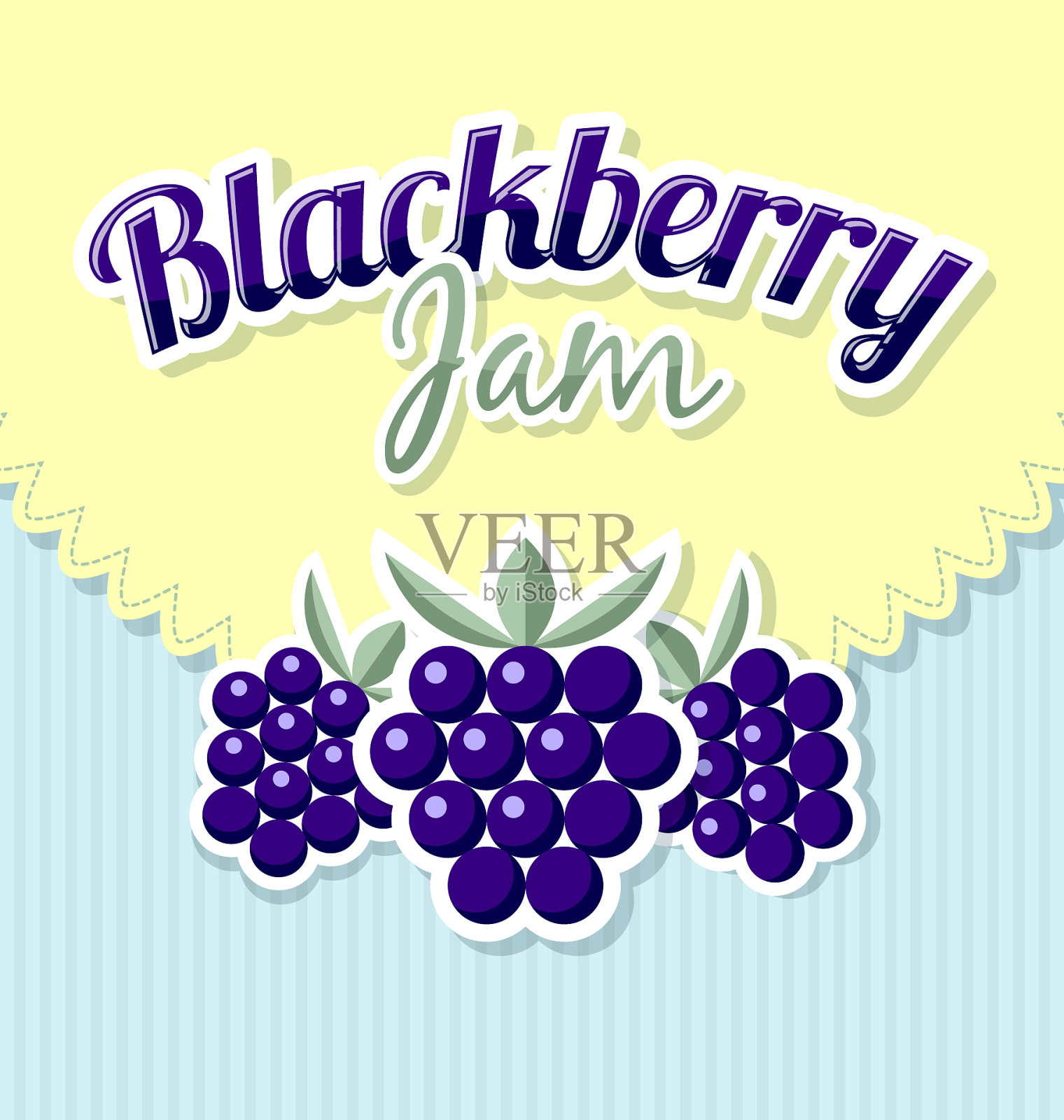 黑莓果酱标签插画图片素材