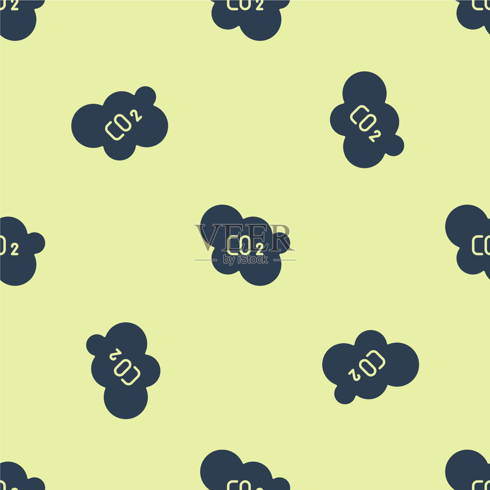 蓝色的二氧化碳排放量在云图标隔离无缝插画图片素材