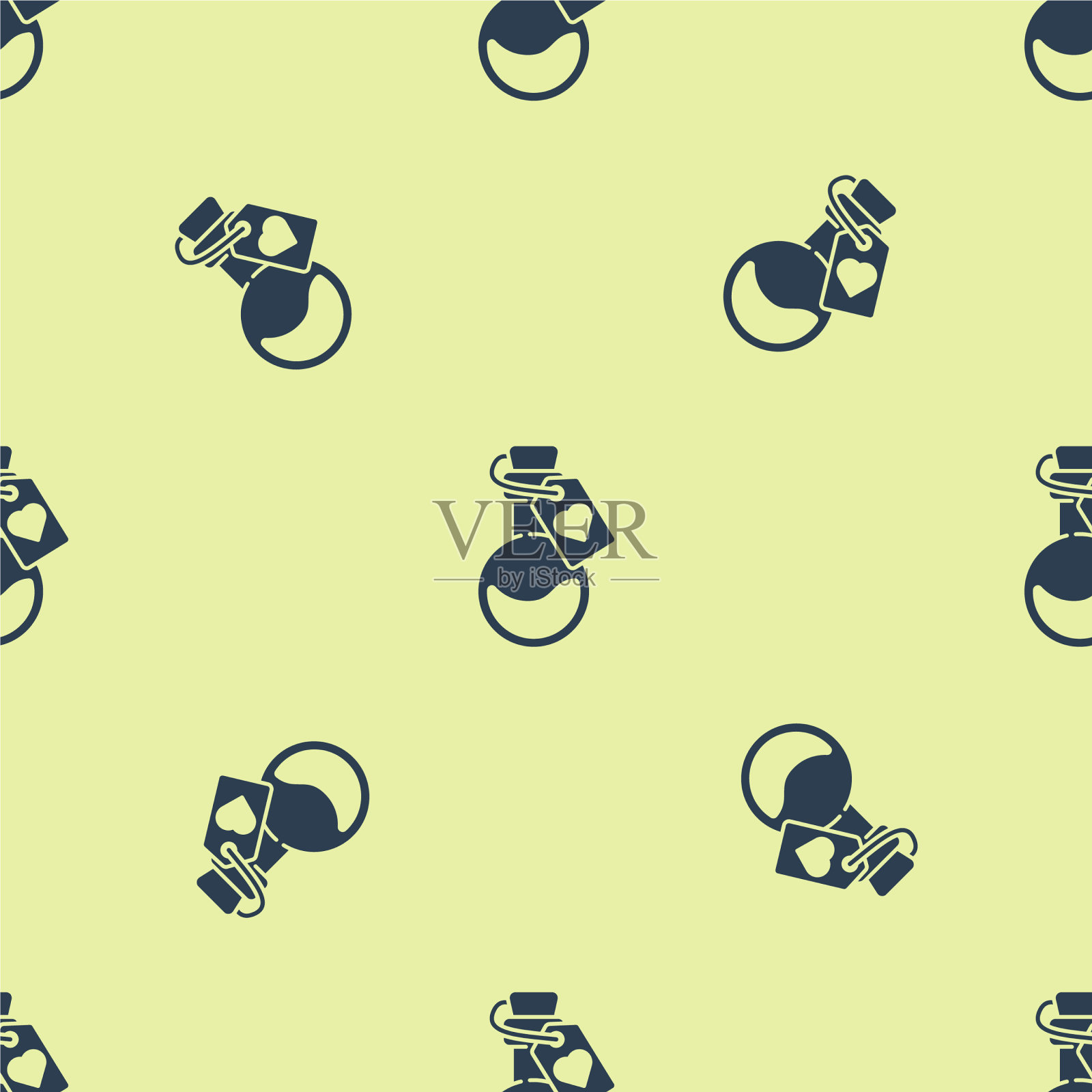 蓝色瓶子与爱情药水图标孤立插画图片素材