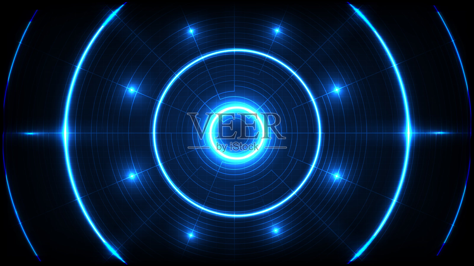 抽象的蓝色背景未来技术圆孔hud显示界面插画图片素材