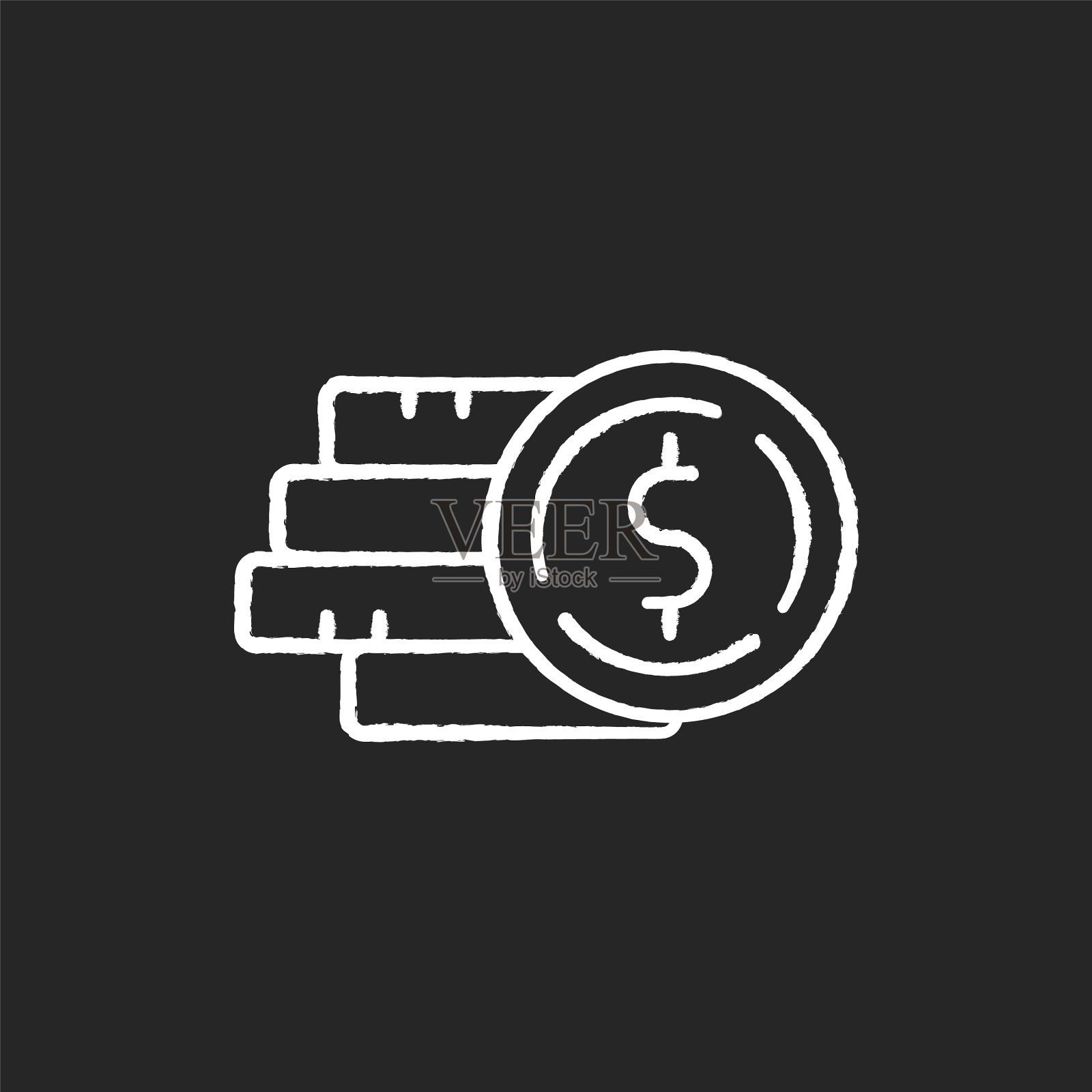 堆钱粉笔白色的图标在黑色的背景图标素材