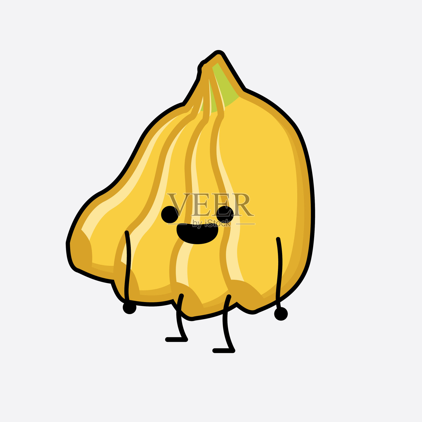 扁平设计风格的可爱香蕉吉祥物角色插画图片素材