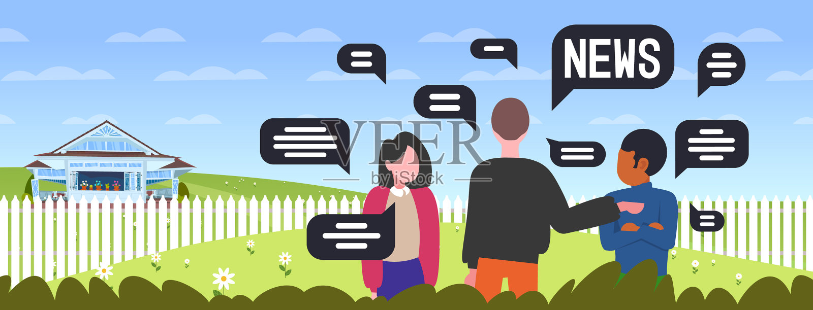 人们在会议中聊天,每天讨论插画图片素材