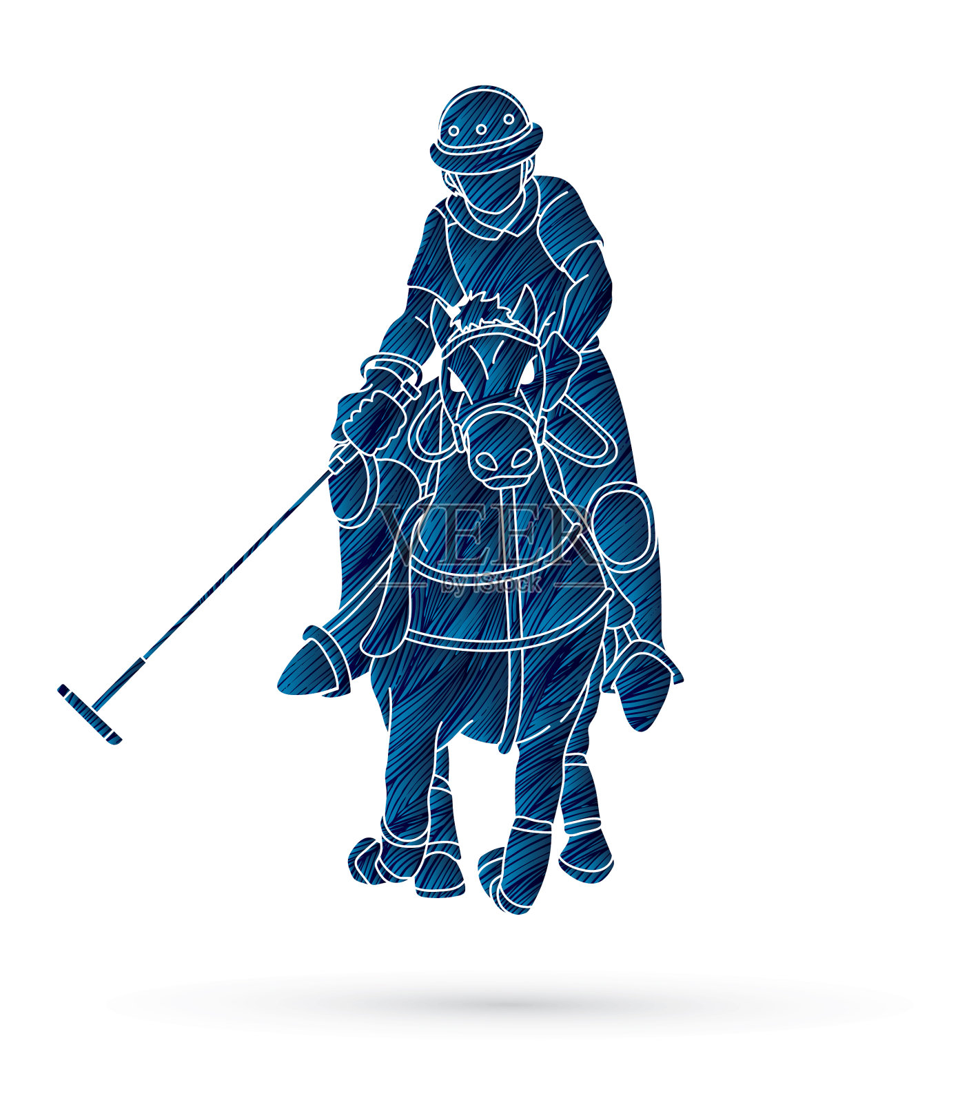 马球运动员动作运动卡通图形设计元素图片