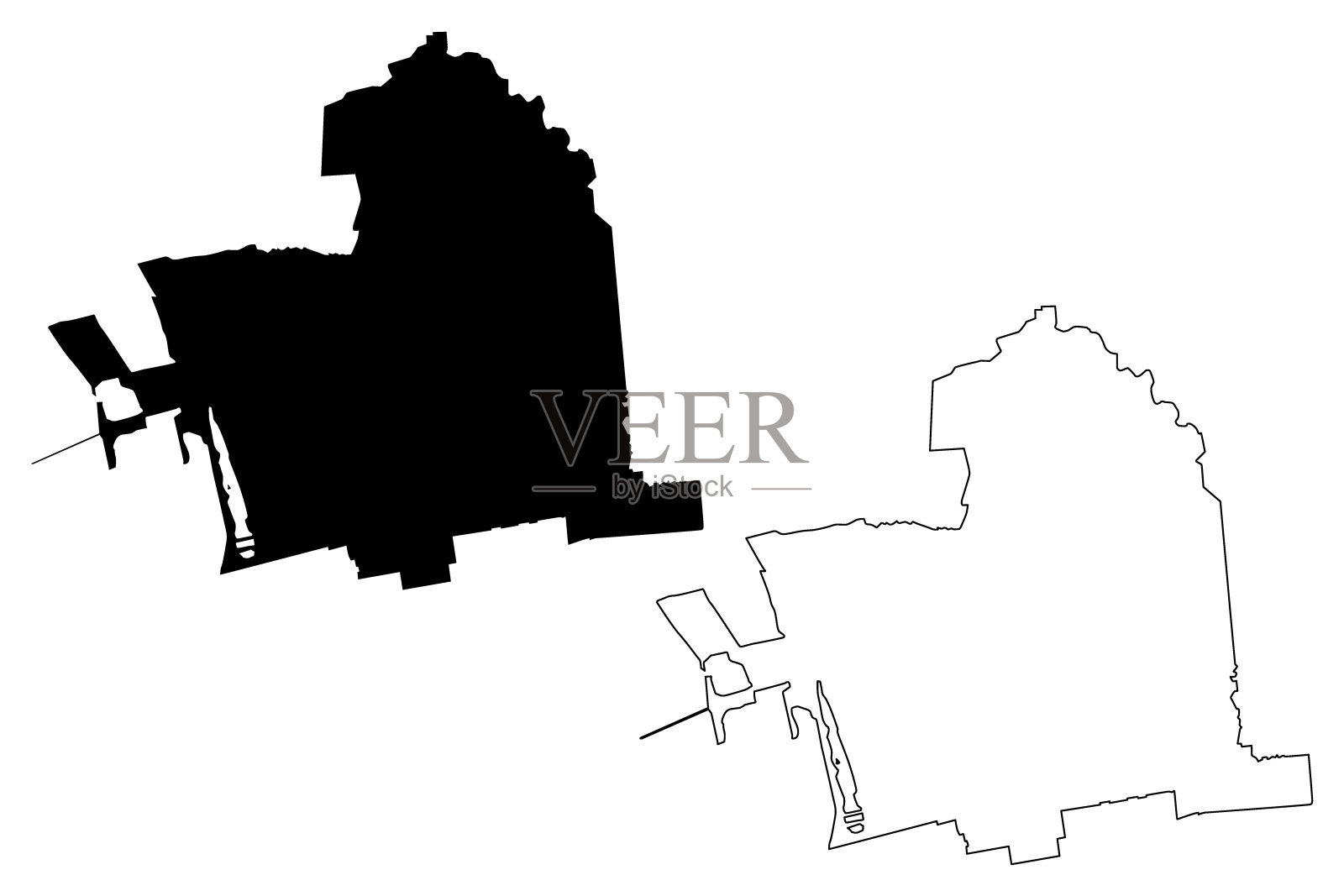 加州伯克利城(美国城市、美国城市、美国城市)地图矢量插图,涂鸦草图伯克利城地图插画图片素材