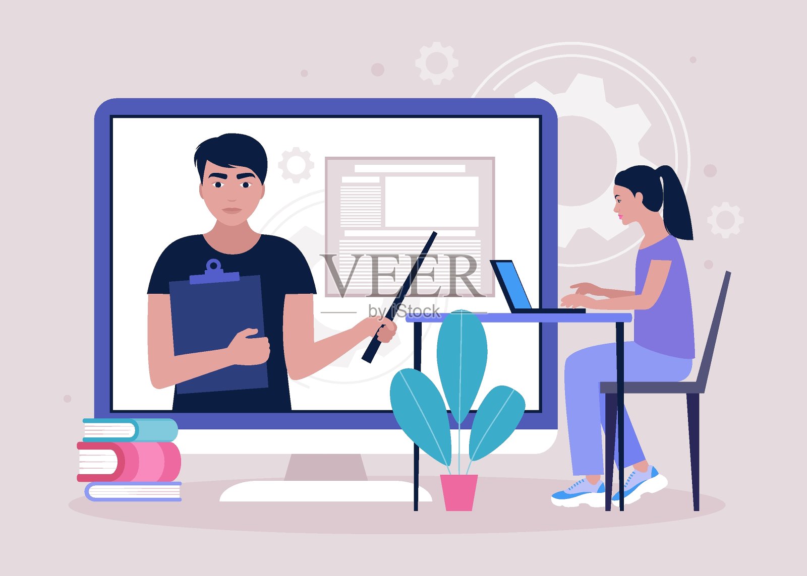 在线学习插画图片素材