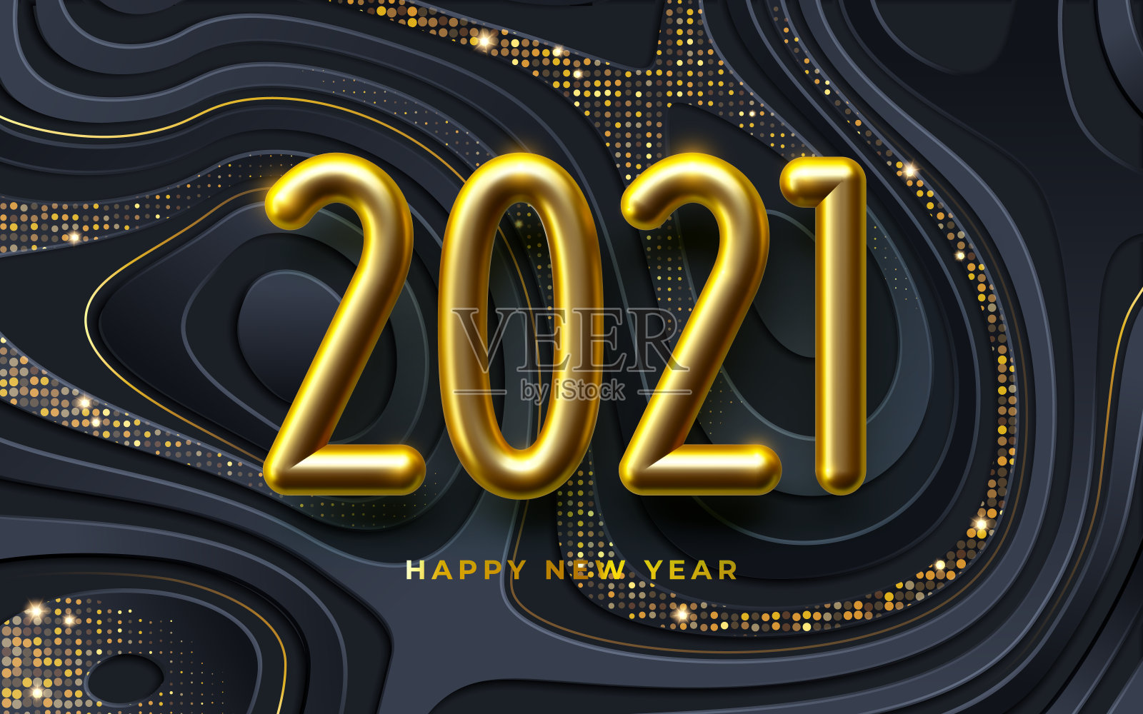 黄金2021年新年。插画图片素材