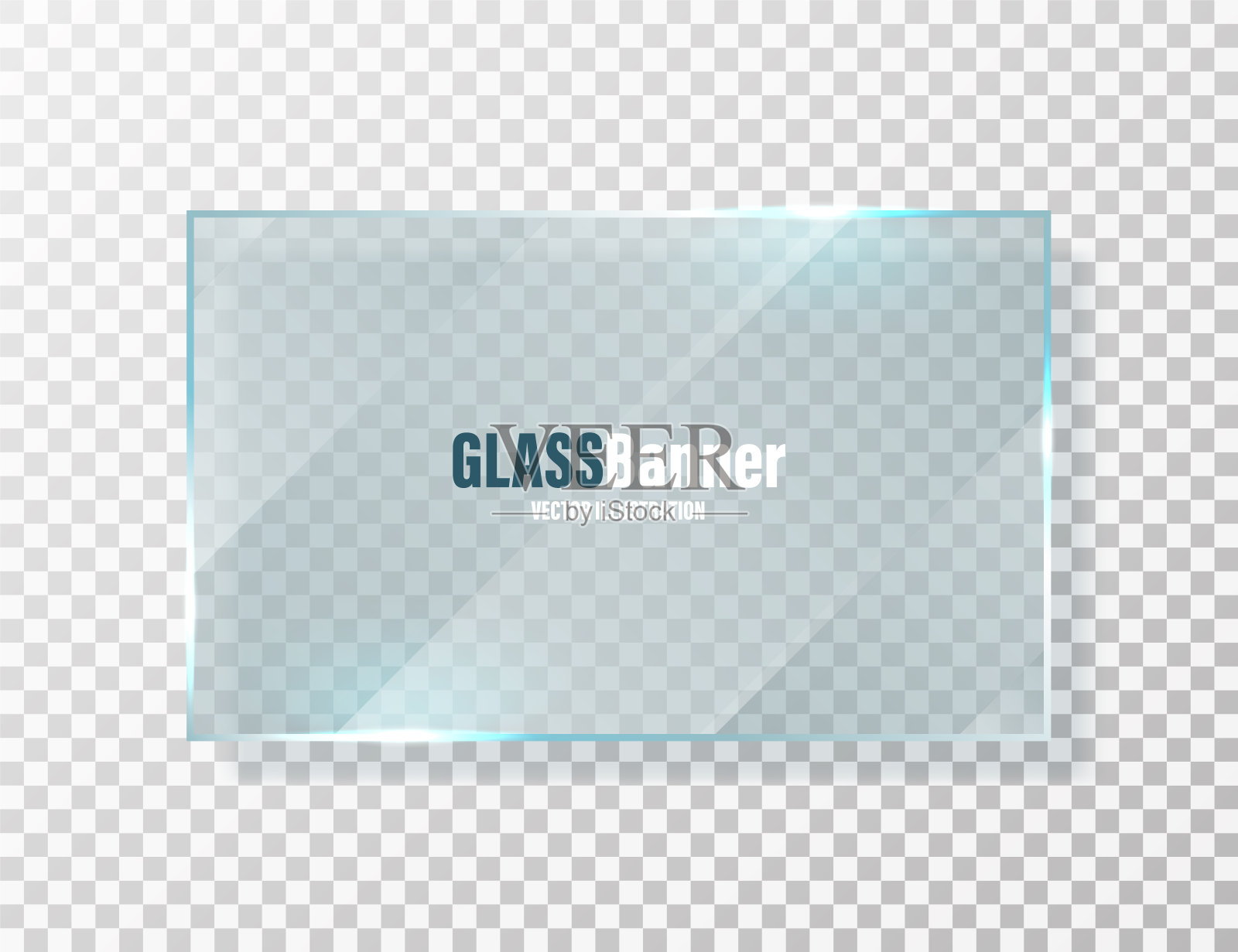 闪亮的玻璃框架。现实透明的玻璃横幅与眩光。矢量设计元素插画图片素材