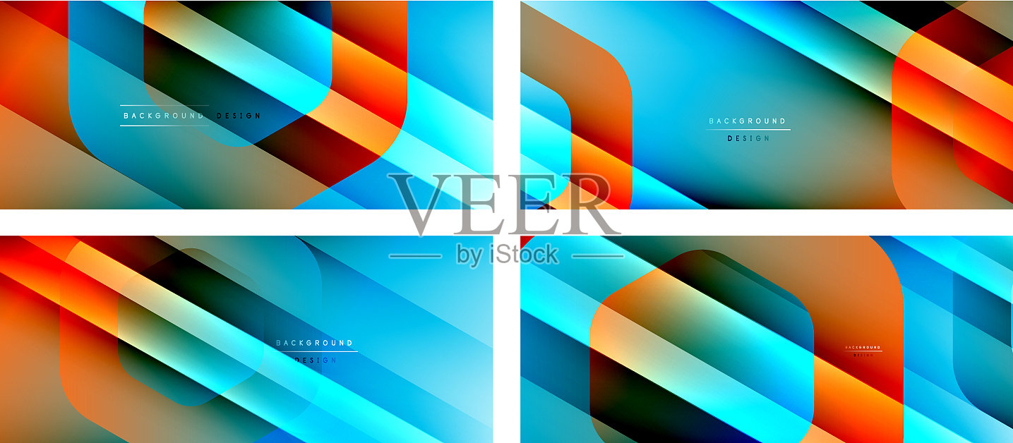 设置六边形几何形状和流体插画图片素材