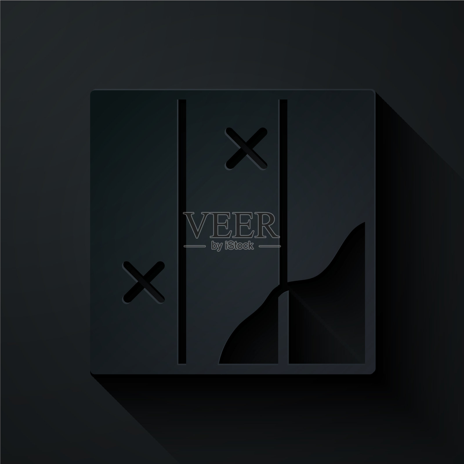 剪纸折叠地图图标孤立在黑色插画图片素材