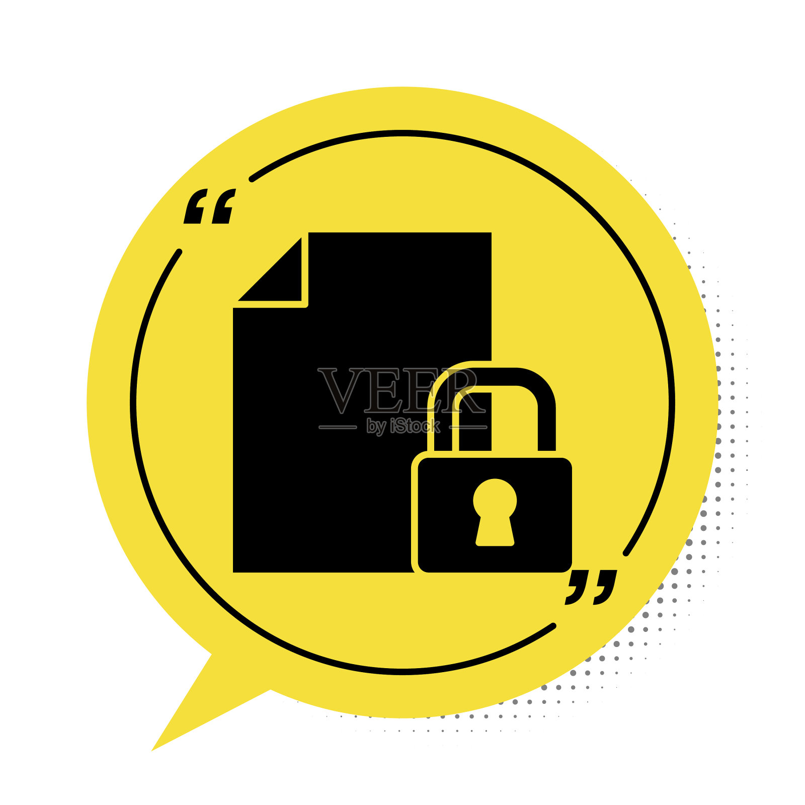 黑色文档和锁定图标隔离在白色插画图片素材