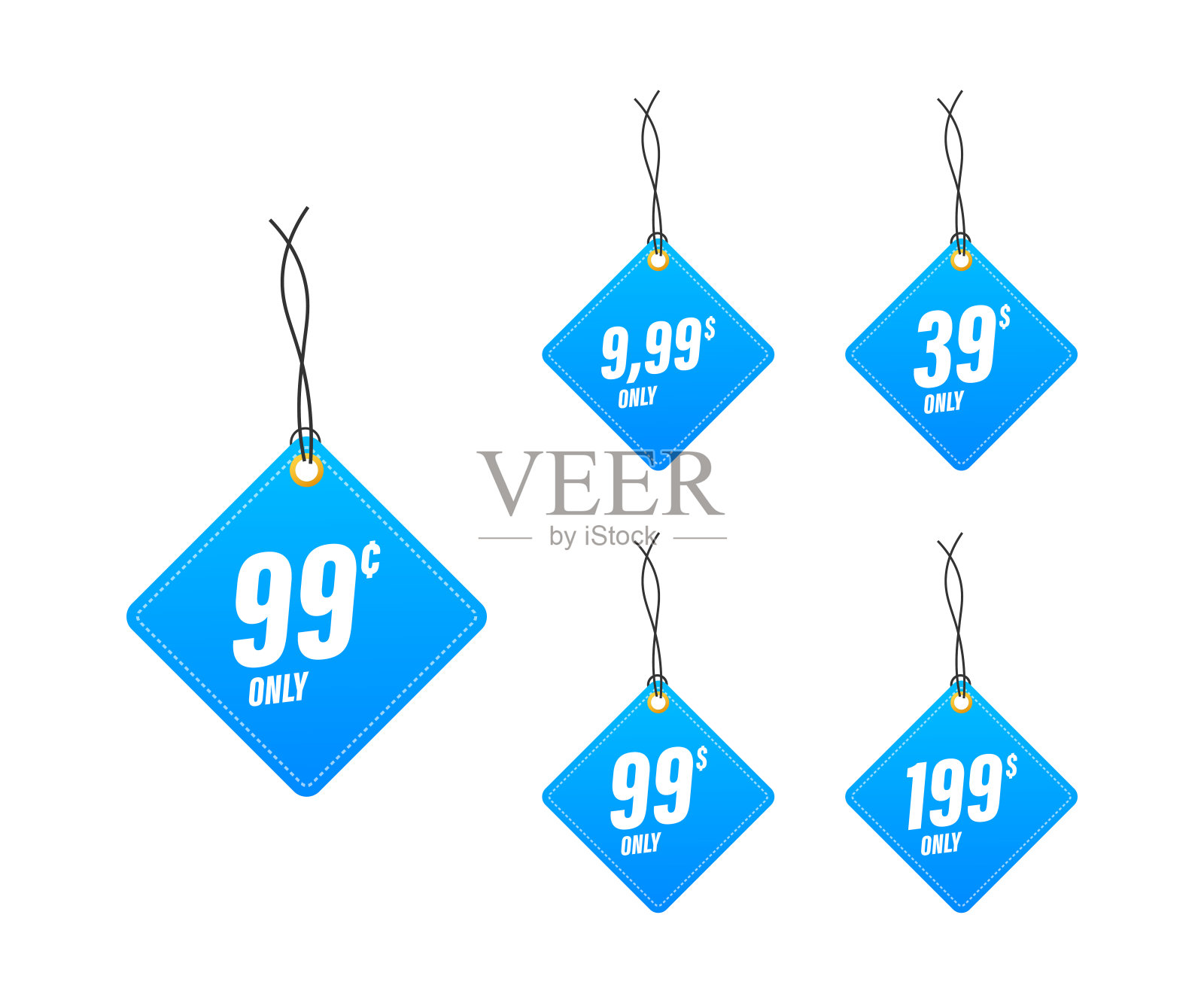 折扣标签。模板只有99。向量模板设计。出售,价格标签。出售旗帜徽章。特价标志。矢量插图。插画图片素材