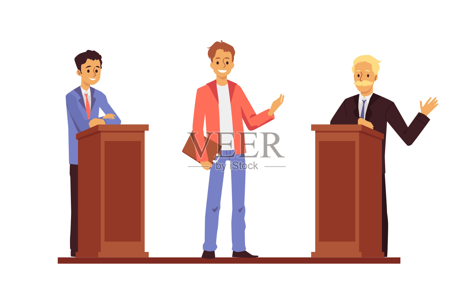 政治电视脱口秀直播矢量插图插画图片素材