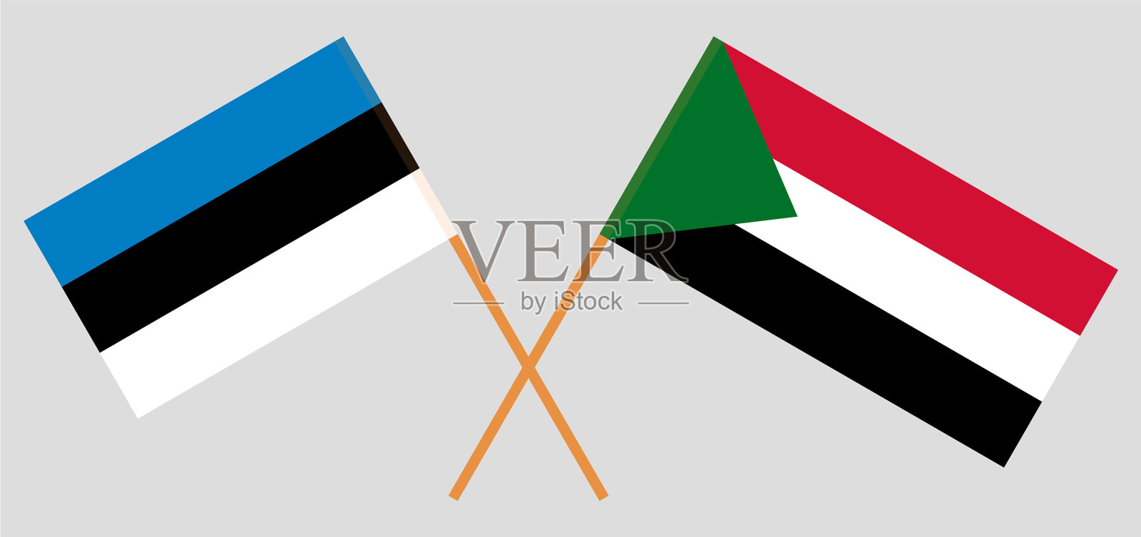 越过苏丹和爱沙尼亚的旗帜插画图片素材