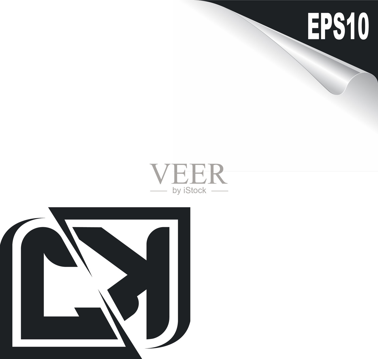 初始ck标志设计与形状风格标志插画图片素材