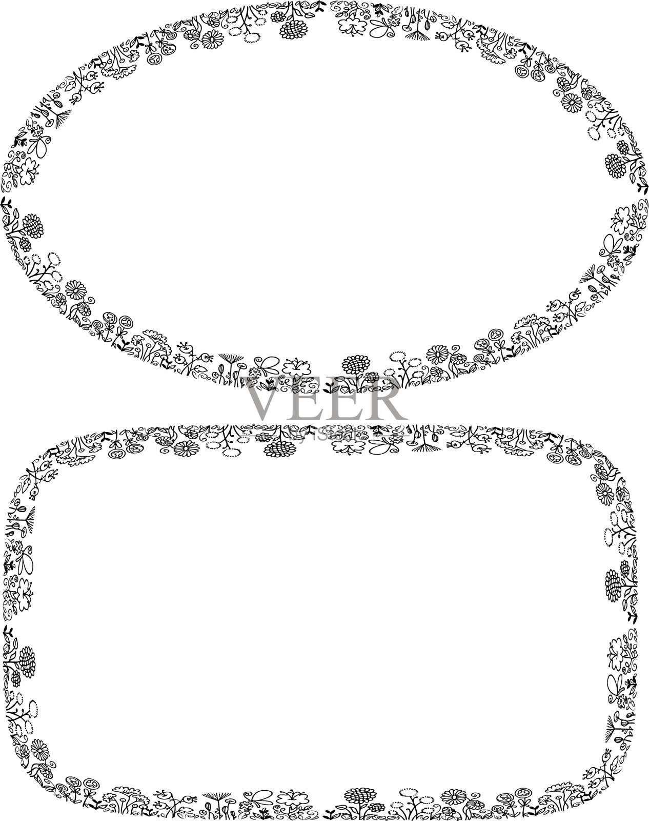 向量花边境插画图片素材