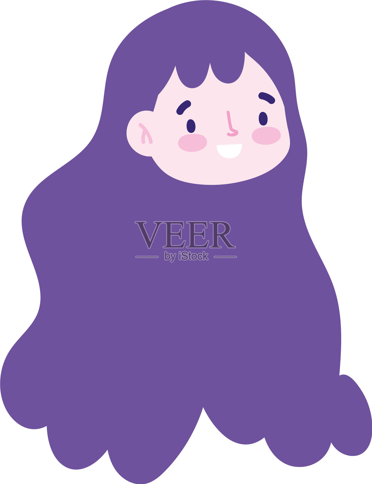 女孩脸卡通人物孤立图标设计设计元素图片