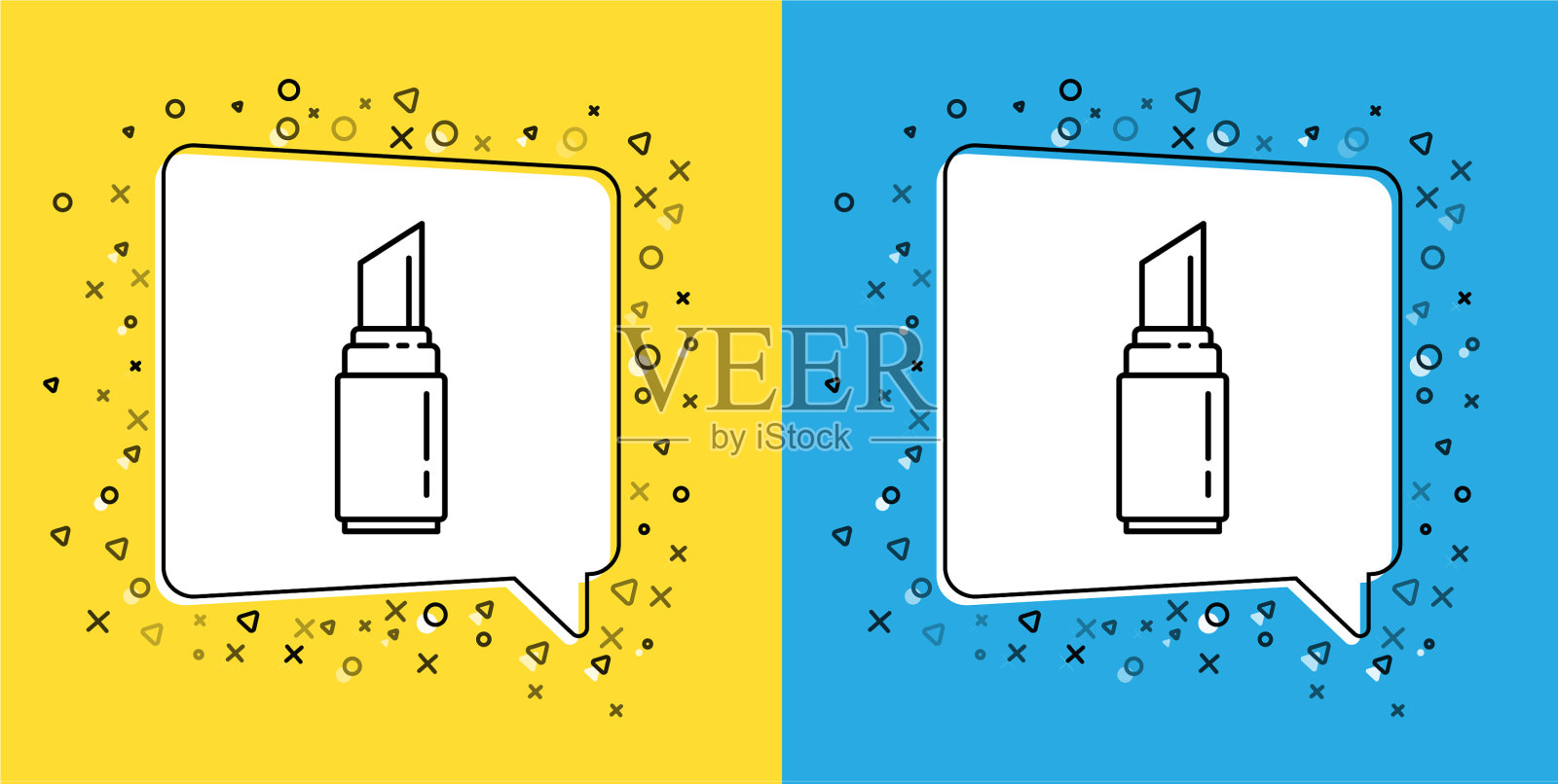 设置线口红图标隔离在黄色和蓝色图标素材