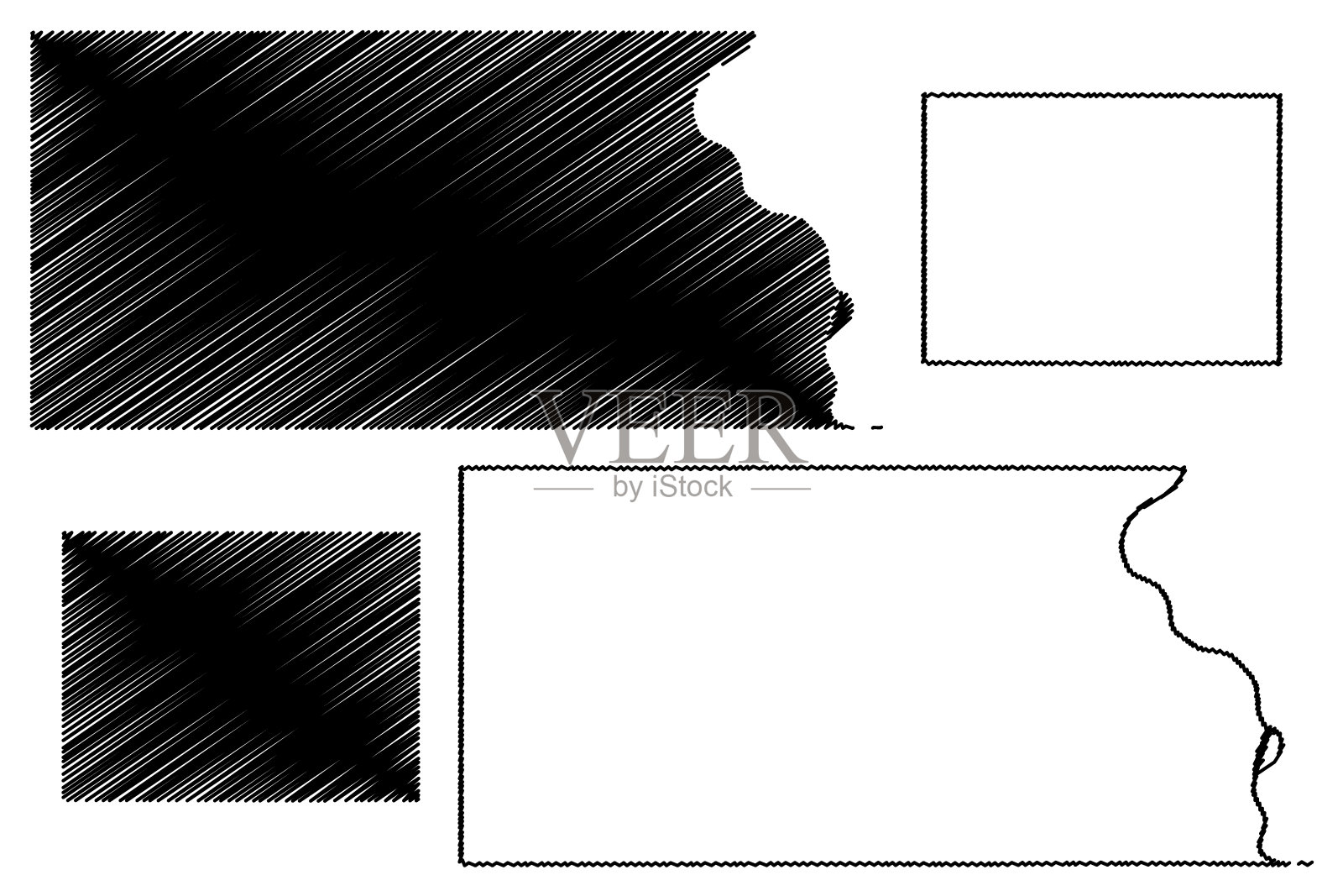 内布拉斯加州波尼和奥托县(美国县,美国,美国,美国)地图矢量插图,草稿示意图插画图片素材