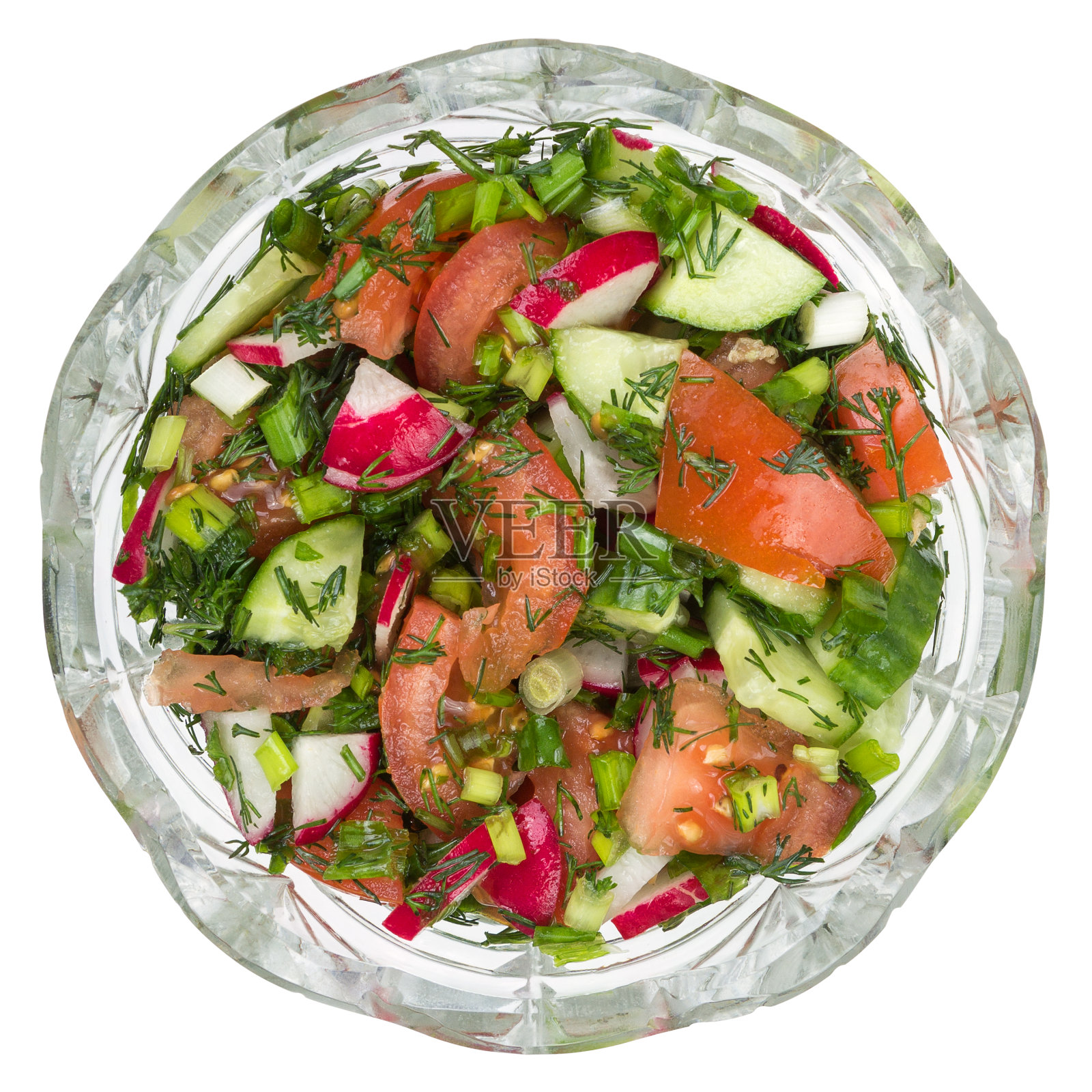 蔬菜沙拉孤立在白色的背景。前视图。照片摄影图片