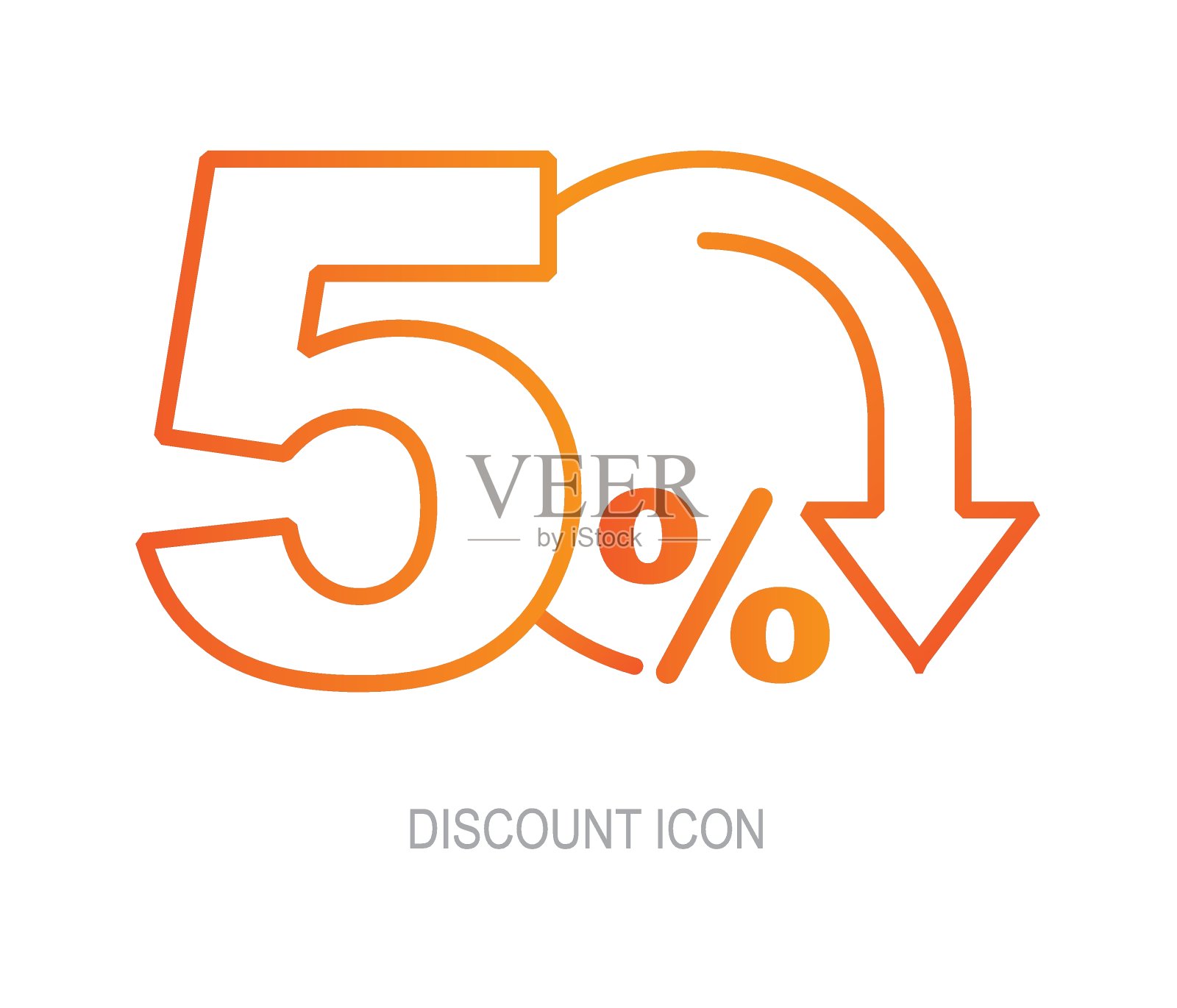 百分比下降线图标孤立在背景。销售横幅模板设计。特别提供旗帜矢量插图。插图。图标素材