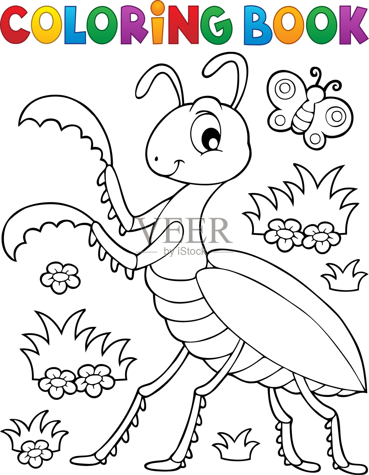 图画书螳螂主题1插画图片素材