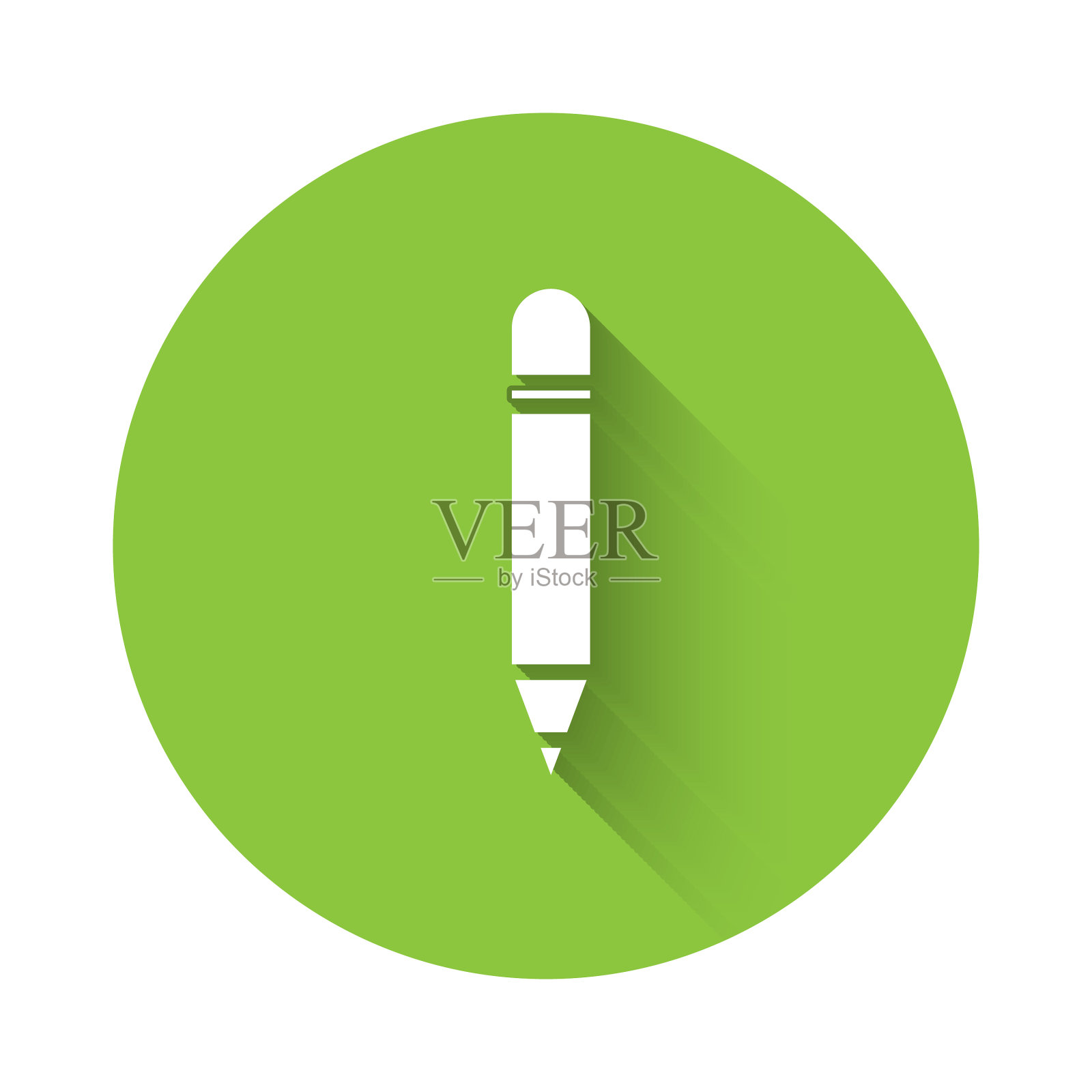 白色铅笔与橡皮擦图标隔离与长图标素材