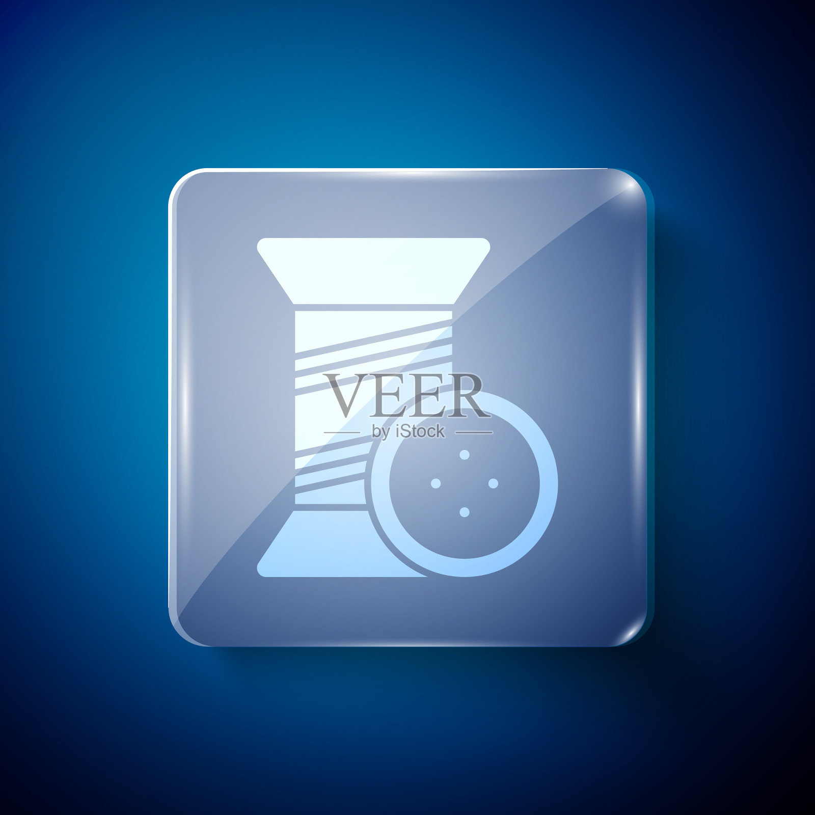 线轴和按钮图标上的白色缝纫线图标素材