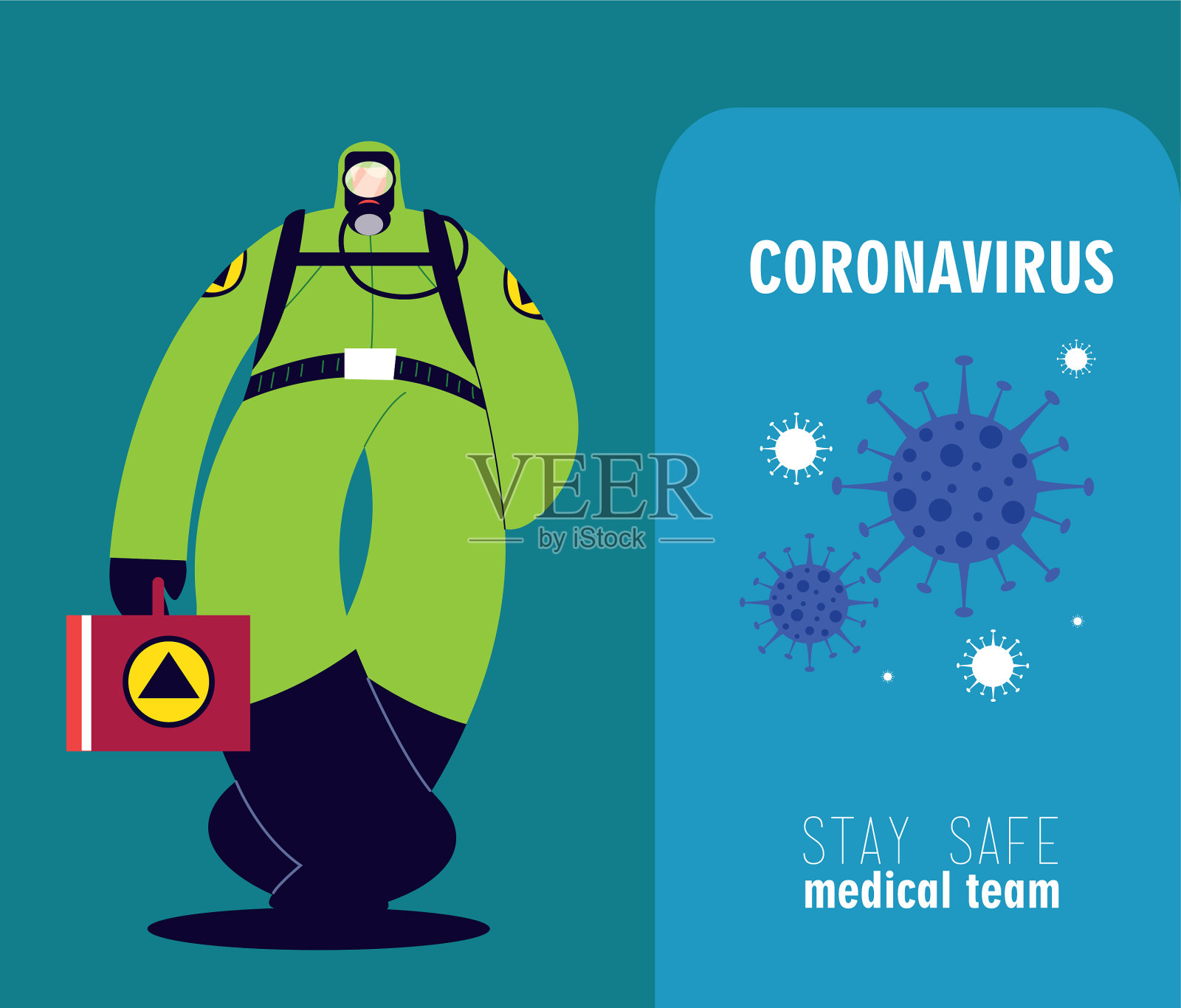 一线医疗队穿上防护服来了插画图片素材