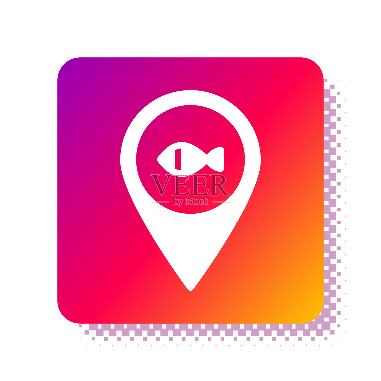 白色位置钓鱼图标孤立在白色上插画图片素材