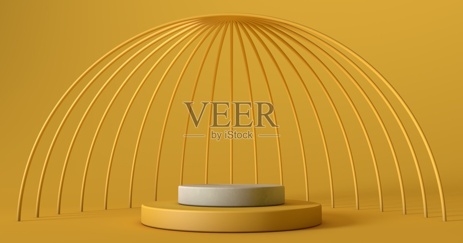 黄色的空产品架,上面盖着一个黄色的笼子照片摄影图片