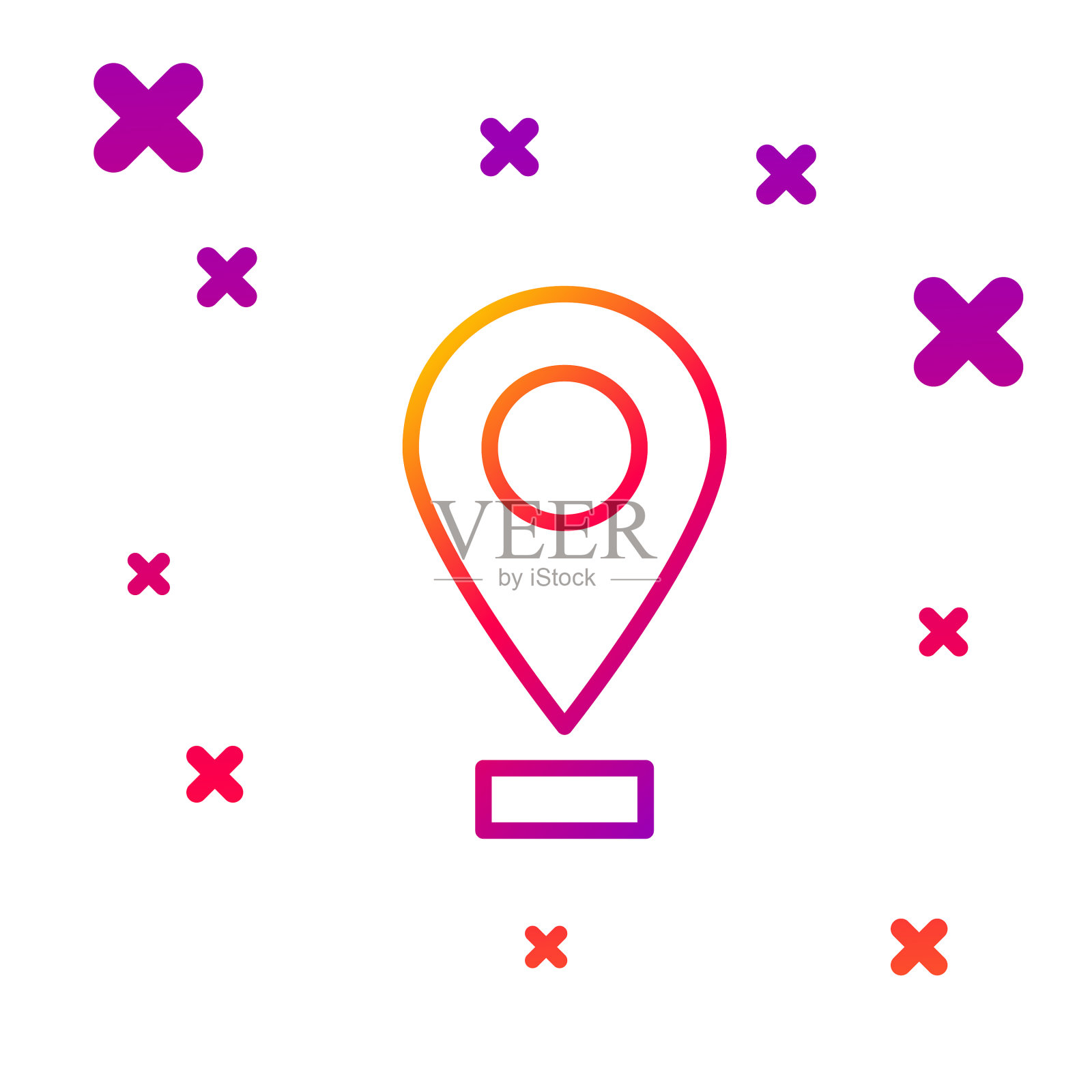 颜色线地图引脚图标隔离在白色插画图片素材