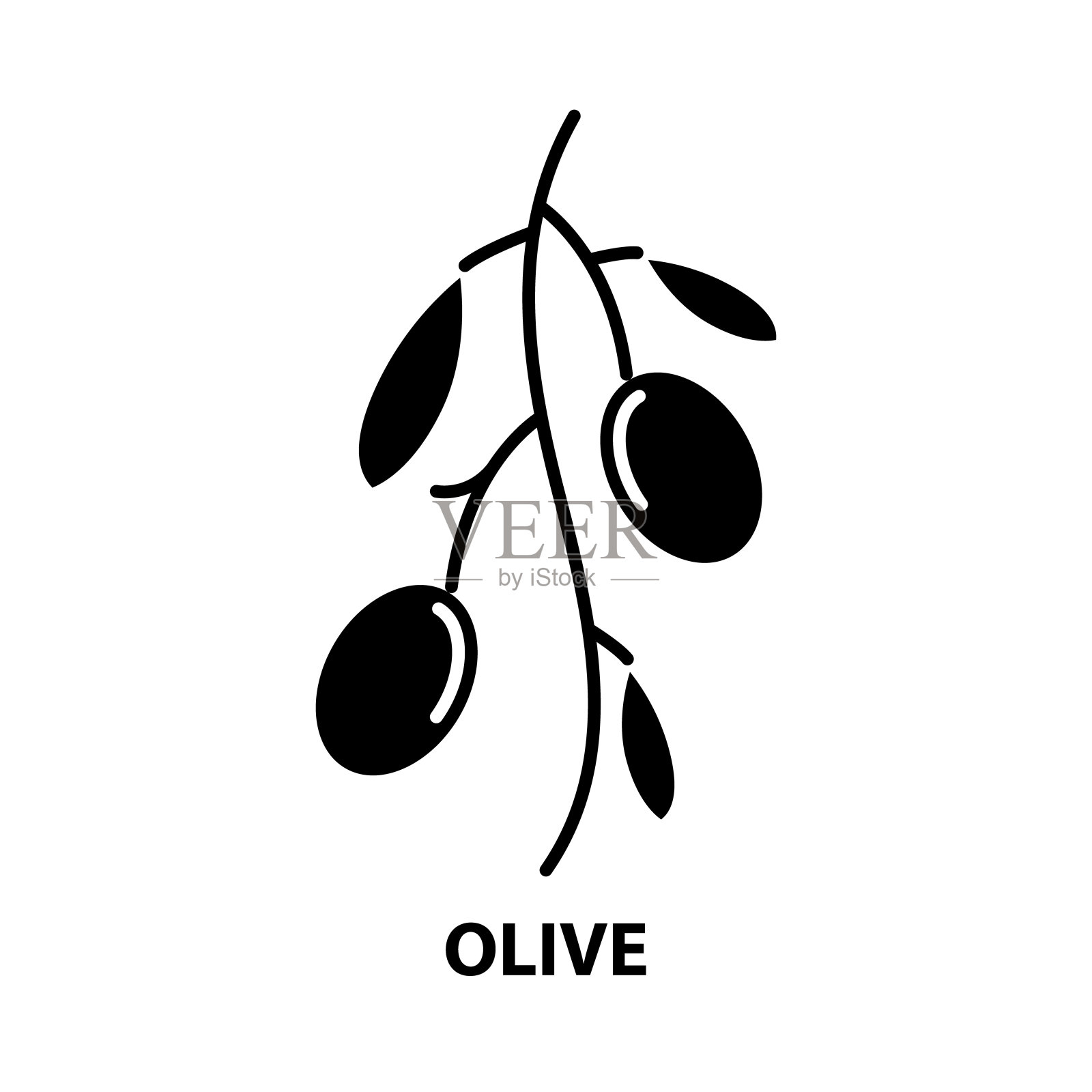 橄榄色图标,黑色矢量符号与可编辑的笔触,概念插图插画图片素材