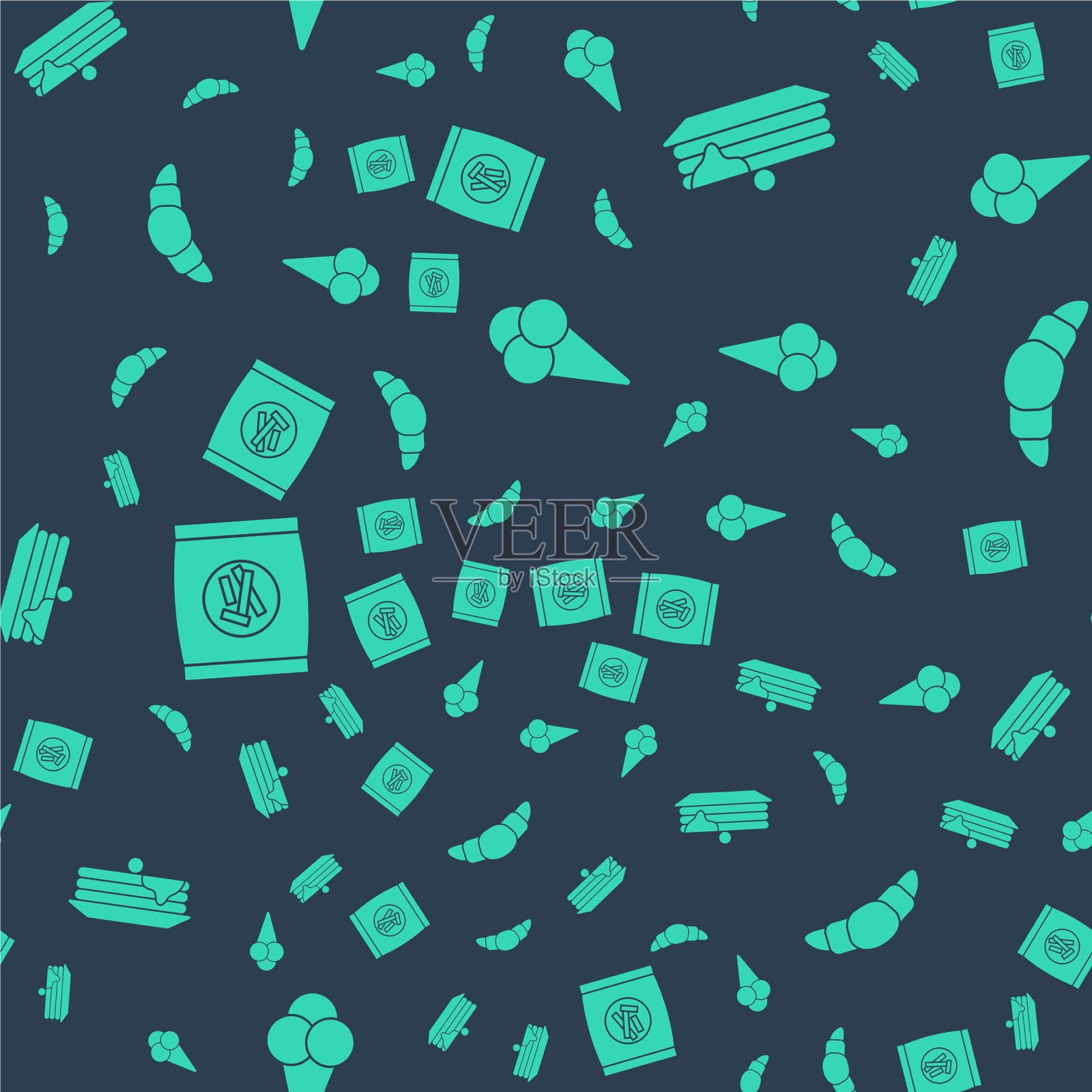 把冰淇淋放在华夫蛋筒煎饼里图标素材