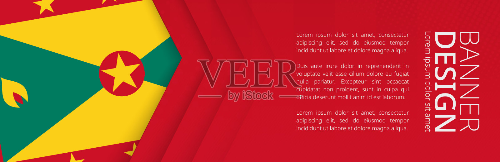 带有格林纳达旗帜的横幅模板,用于广告旅游、商务等。插画图片素材