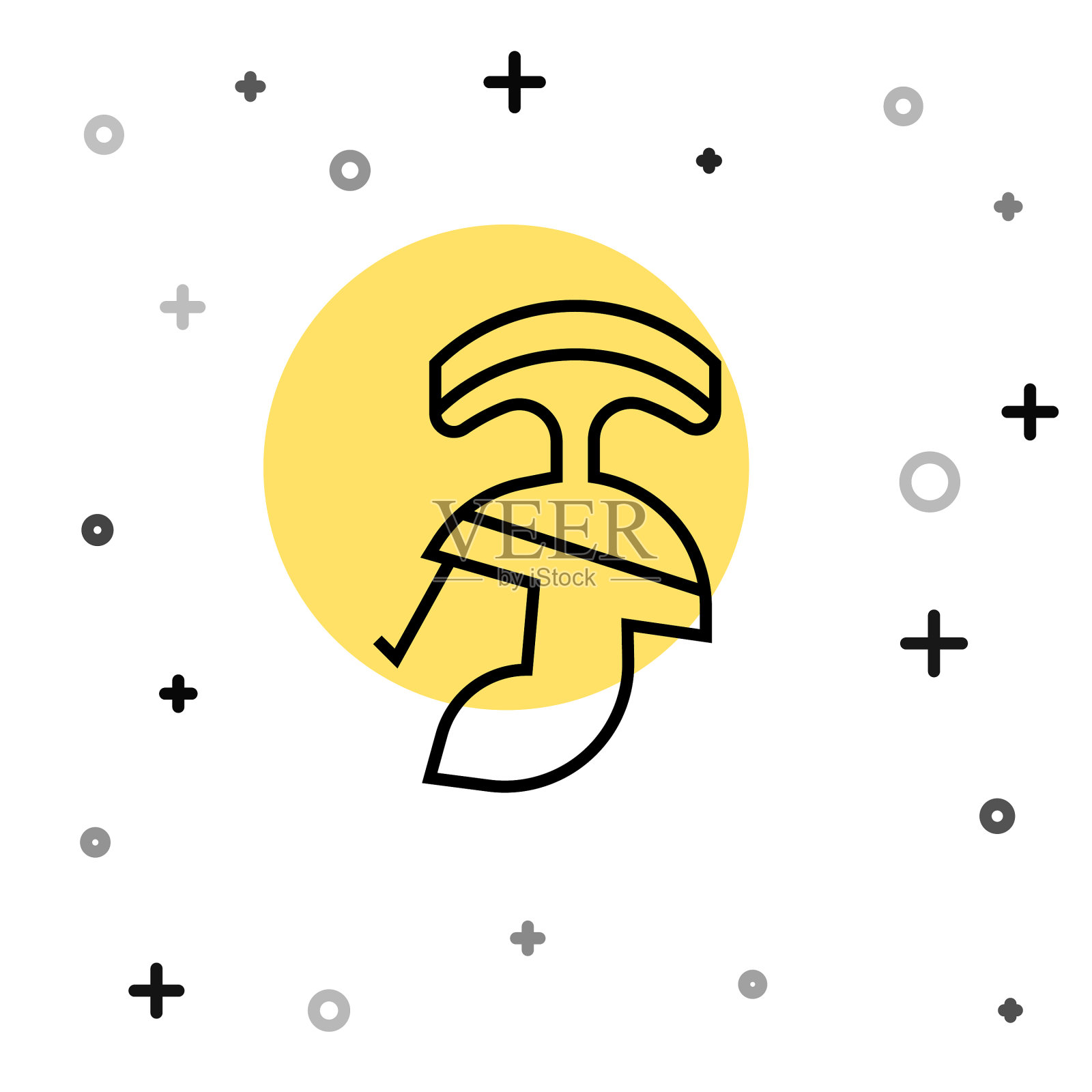 黑线罗马军队头盔图标孤立插画图片素材