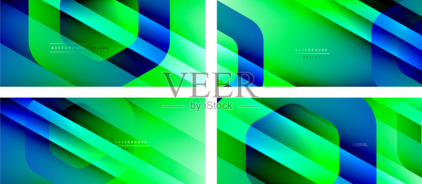 设置六边形几何形状和流体插画图片素材