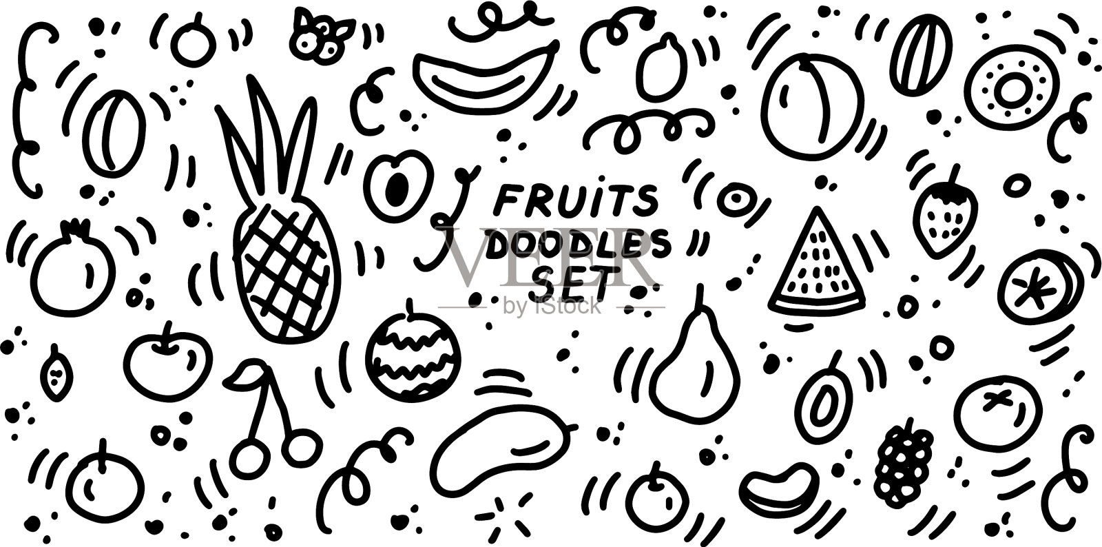 水果涂鸦图标集素描收集图标素材