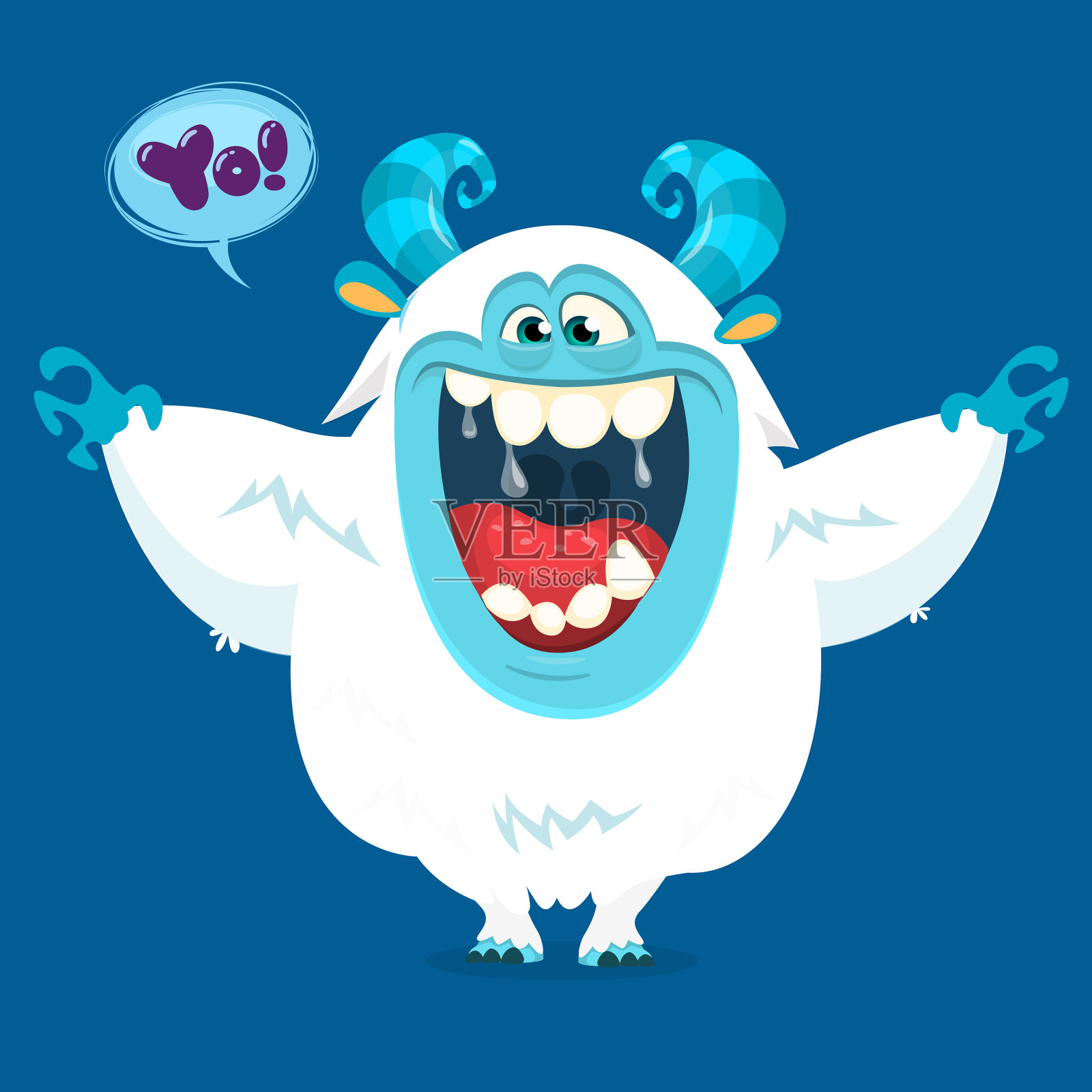 可爱的卡通怪物雪人大脚人物插画图片素材