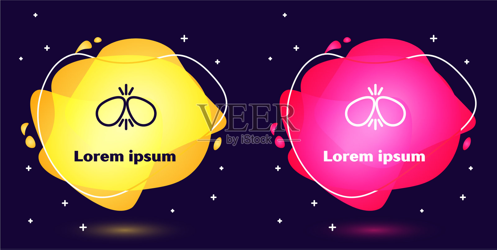 设置线复活节彩蛋图标孤立在蓝色图标素材