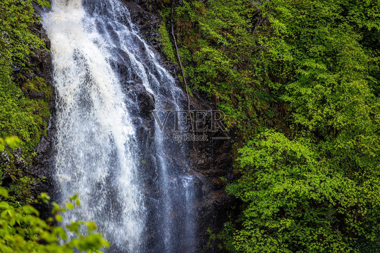 迪瓦奇瀑布,厄克特湾附近的一个苏格兰瀑布,沿着尼斯湖北岸的一半照片摄影图片