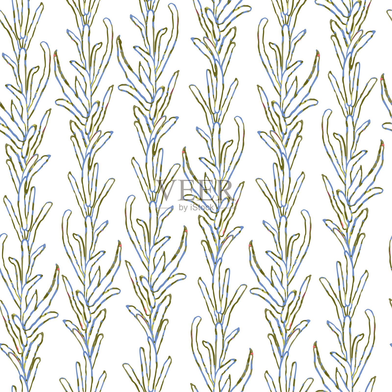 无缝模式与植物插图插画图片素材