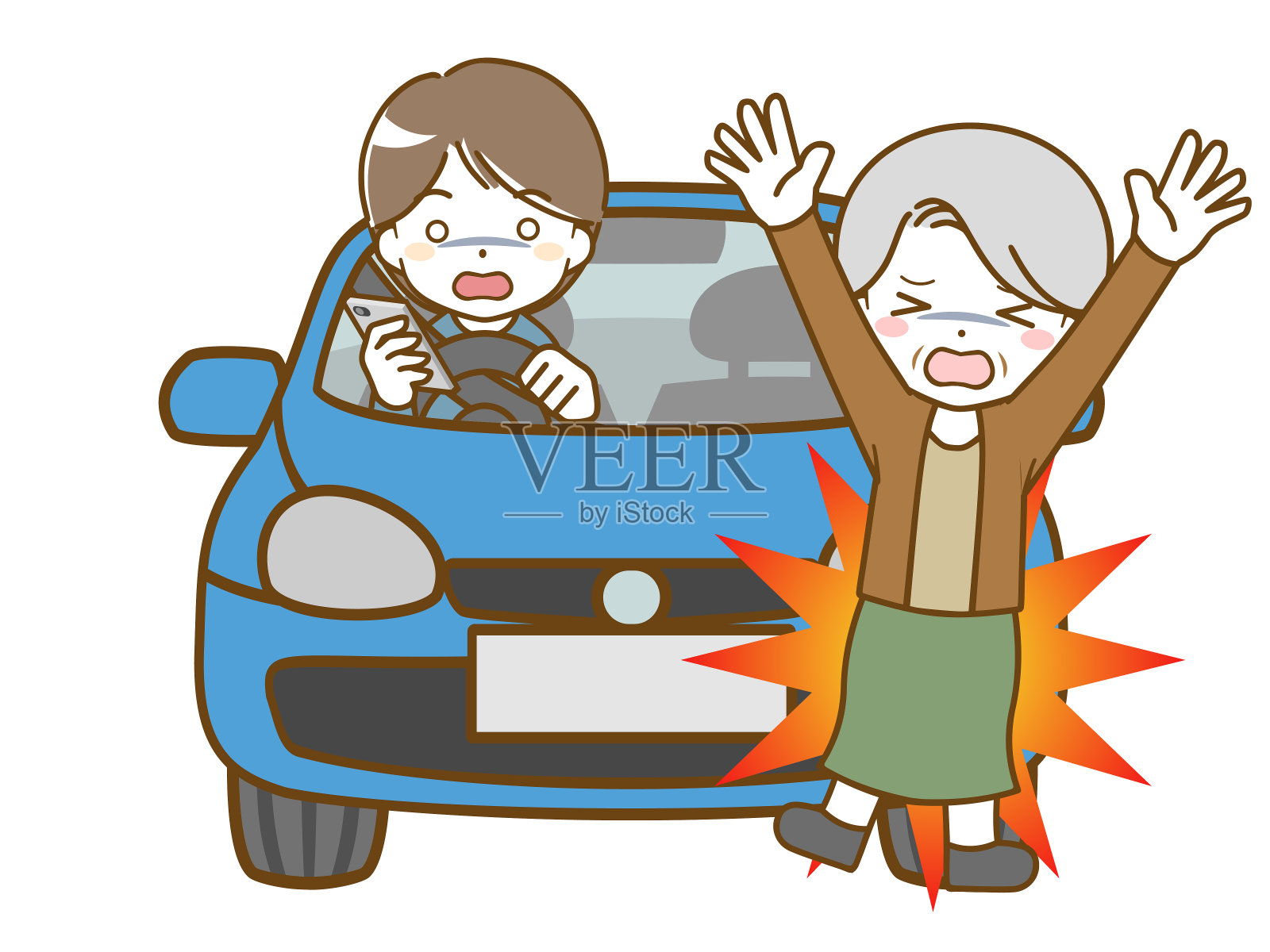 一个制造事故的年轻人插画图片素材