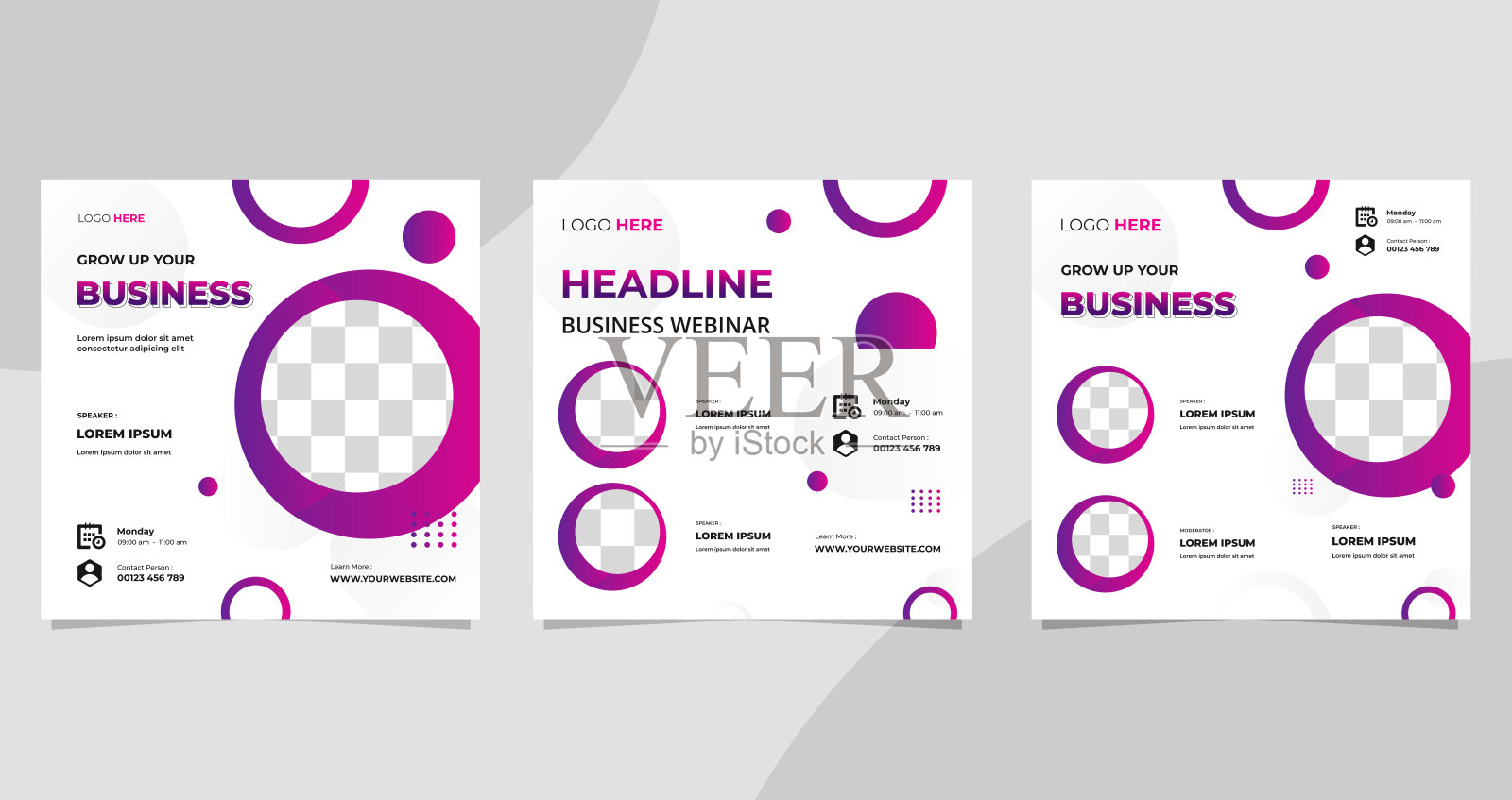 一套极简的背景与液体气泡框架。适合社交媒体发布模板,商务网络研讨会,在线教育和其他研讨会设计模板素材